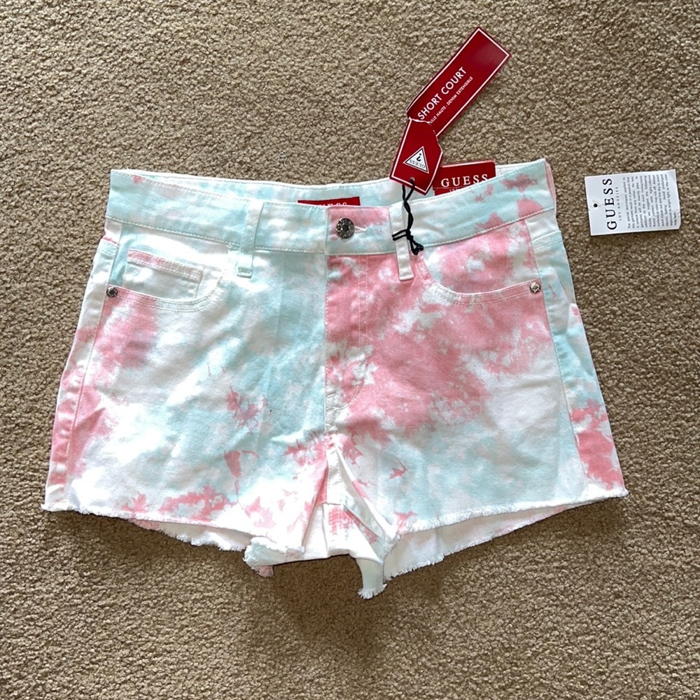 NWT Guess High Rise Waisted Tie Dye Stretch Denim Shorts